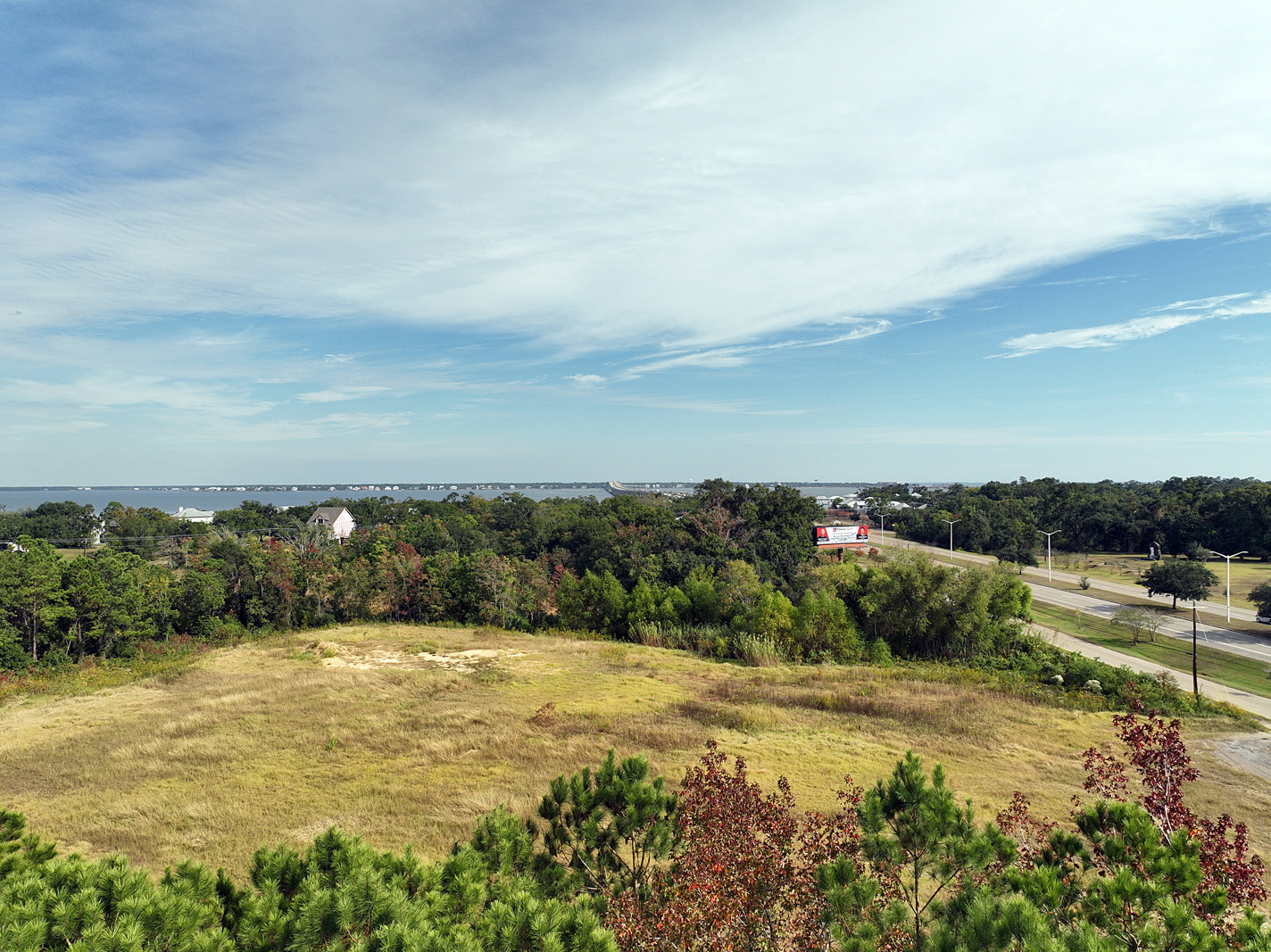 Aerial view of the 48 acre property along Highway 90 in Bay St. Louis, Mississippi